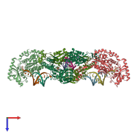 PDB entry 1tfy coloured by chain, top view.