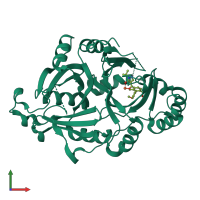 PDB entry 1tfz coloured by chain, front view.