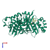 PDB entry 1tfz coloured by chain, top view.