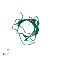 PDB entry 1tg0 coloured by chain, side view.