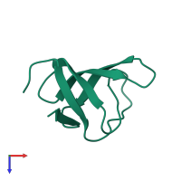 PDB entry 1tg0 coloured by chain, top view.