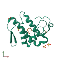 PDB entry 1tg4 coloured by chain, front view.