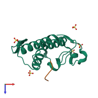 PDB entry 1tg4 coloured by chain, top view.