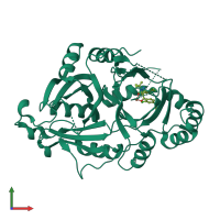 PDB entry 1tg5 coloured by chain, front view.