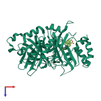 PDB entry 1tg5 coloured by chain, top view.