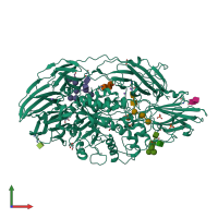 PDB entry 1tg7 coloured by chain, front view.