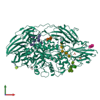 PDB entry 1tg7 coloured by chain, front view.