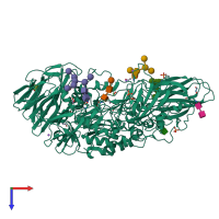 PDB entry 1tg7 coloured by chain, top view.