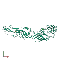 PDB entry 1tg8 coloured by chain, front view.