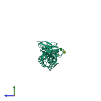 PDB entry 1tg8 coloured by chain, side view.