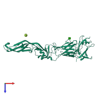 PDB entry 1tg8 coloured by chain, top view.