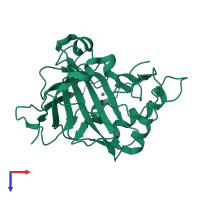 PDB entry 1tg9 coloured by chain, top view.