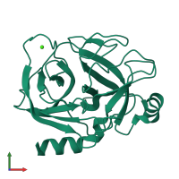 PDB entry 1tgb coloured by chain, front view.