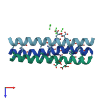 PDB entry 1tgg coloured by chain, top view.