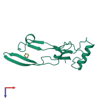 PDB entry 1tgj coloured by chain, top view.