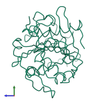 PDB entry 1tgl coloured by chain, side view.