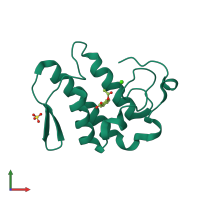 PDB entry 1tgm coloured by chain, front view.