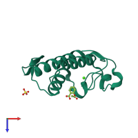 PDB entry 1tgm coloured by chain, top view.