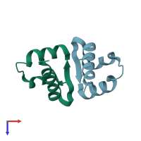 PDB entry 1tgr coloured by chain, top view.