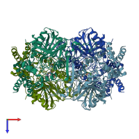 PDB entry 1tgu coloured by chain, top view.
