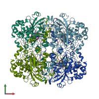 PDB entry 1th3 coloured by chain, front view.