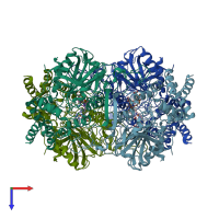 PDB entry 1th3 coloured by chain, top view.