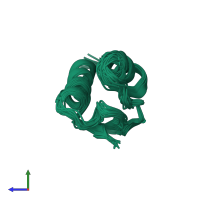 PDB entry 1th5 coloured by chain, ensemble of 20 models, side view.