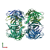 PDB entry 1th7 coloured by chain, front view.