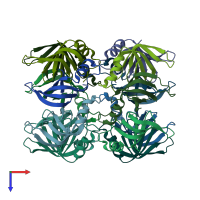 PDB entry 1th7 coloured by chain, top view.