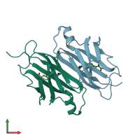 PDB entry 1tha coloured by chain, front view.