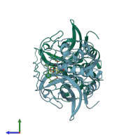 PDB entry 1the coloured by chain, side view.