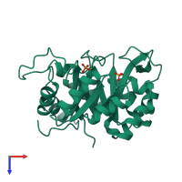 PDB entry 1thf coloured by chain, top view.