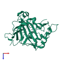 PDB entry 1thk coloured by chain, top view.