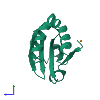 PDB entry 1tho coloured by chain, side view.