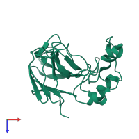 PDB entry 1thu coloured by chain, top view.