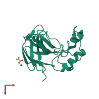 PDB entry 1thw coloured by chain, top view.