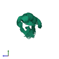 PDB entry 1ti5 coloured by chain, ensemble of 15 models, side view.