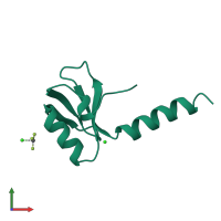 PDB entry 1tif coloured by chain, front view.