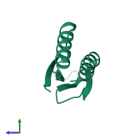 PDB entry 1tig coloured by chain, side view.