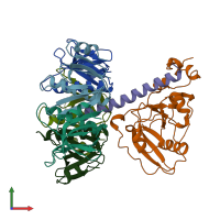 PDB entry 1tii coloured by chain, front view.