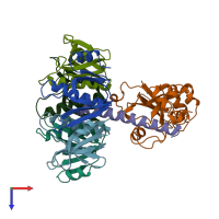 PDB entry 1tii coloured by chain, top view.