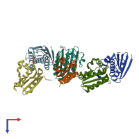 PDB entry 1til coloured by chain, top view.