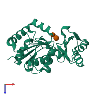 PDB entry 1tj4 coloured by chain, top view.