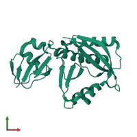 PDB entry 1tje coloured by chain, front view.