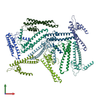 PDB entry 1tjl coloured by chain, front view.