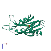 PDB entry 1tjm coloured by chain, top view.