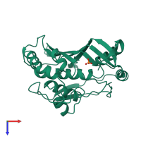 PDB entry 1tjs coloured by chain, top view.