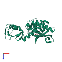 PDB entry 1tke coloured by chain, top view.