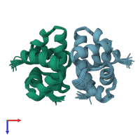 PDB entry 1tkv coloured by chain, ensemble of 23 models, top view.