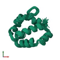 PDB entry 1tl6 coloured by chain, ensemble of 22 models, front view.